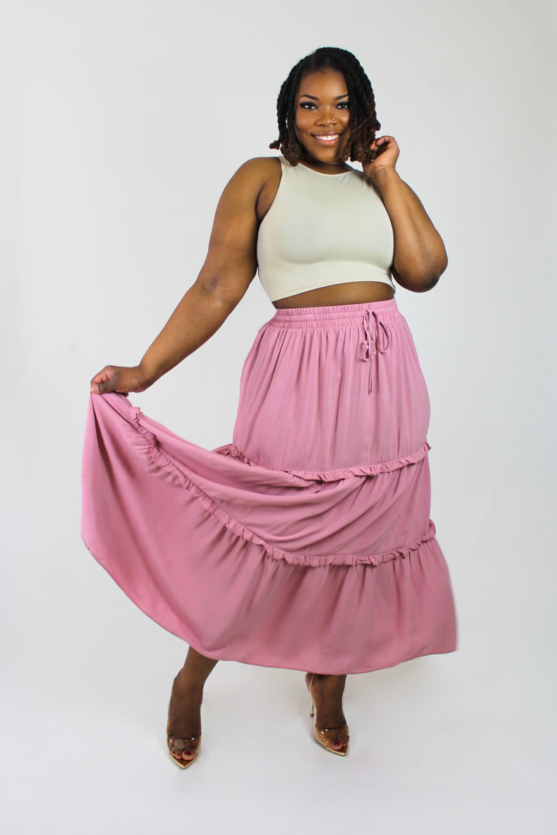 Pink maxi outlet skirt plus size